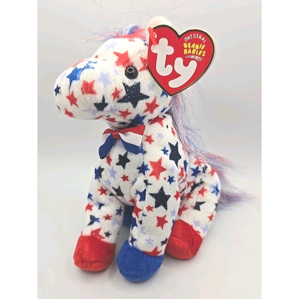 2004 Ty Beanie Baby "Left 2004" Retired Patriotic‎ Donkey Democratic BB13